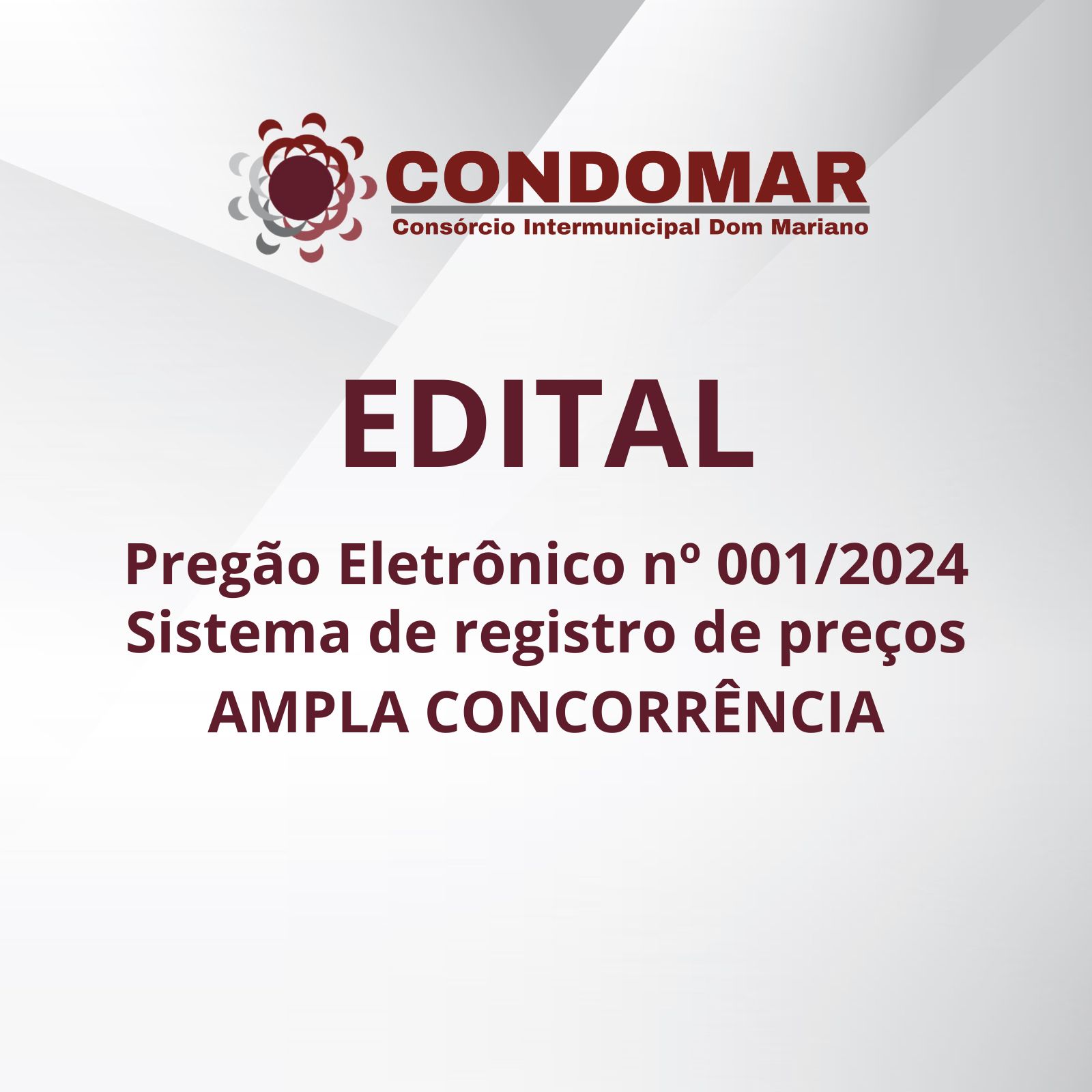 Leia mais sobre o artigo EDITAL – PREGÃO ELETRÔNICO Nº 001/2024